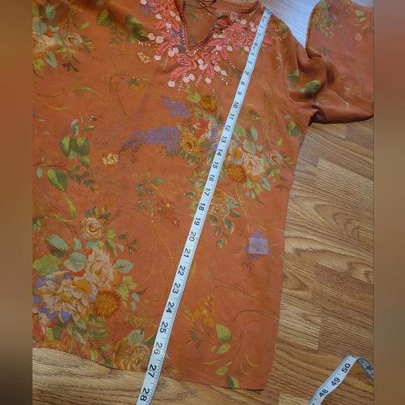 CABI Sheer Silk Floral Blouse, S - Picture 7 of 9